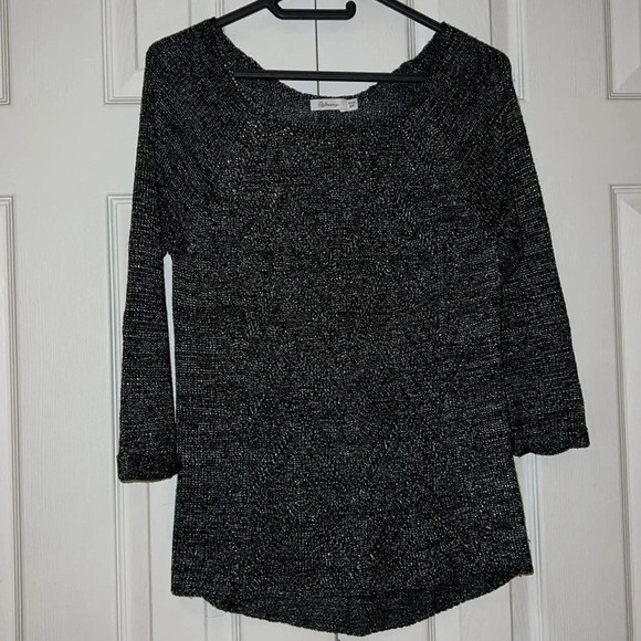 Reitmans metallic charcoal long sleeve  sweater blouse Sz SP - Picture 3 of 12